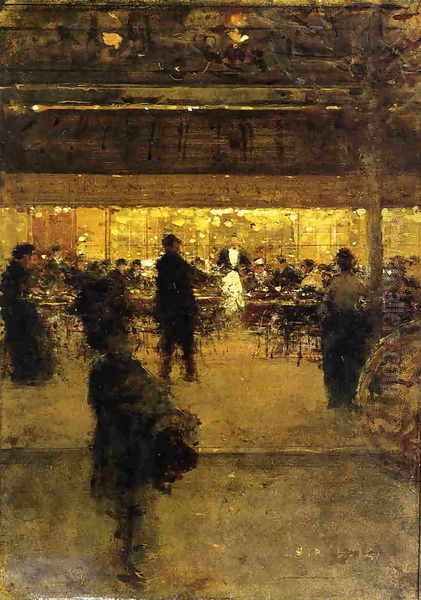 The Night Cafe Oil Painting by Luigi Loir