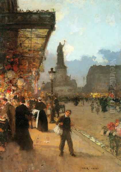 La Place de la Republique, Paris Oil Painting by Luigi Loir