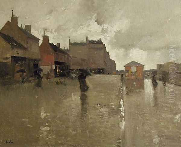 Le Boulevard sous la Pluie Oil Painting by Luigi Loir