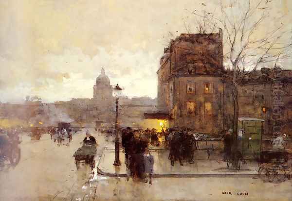 Boulevard Henri IV - Crepuscule Oil Painting by Luigi Loir