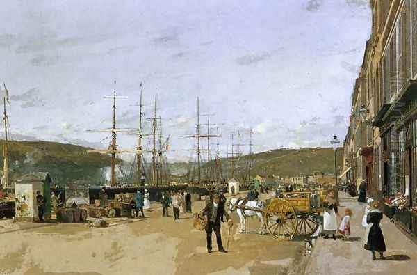 At the Quayside Oil Painting by Luigi Loir