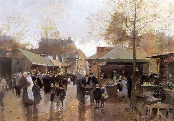 le Marcheaux Puces Porte de Clingna Court Oil Painting by Luigi Loir