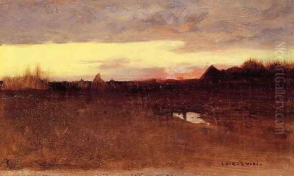 Sunset Oil Painting by Luigi Loir