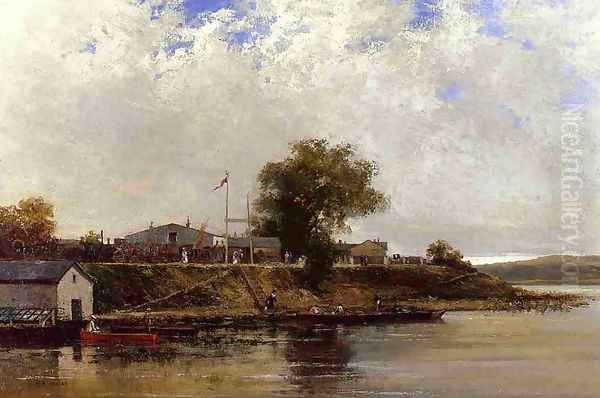 Banks of the Seine Oil Painting by Luigi Loir