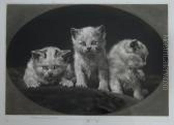 Three Little Kittens Oil Painting by Herbert Thomas Dicksee