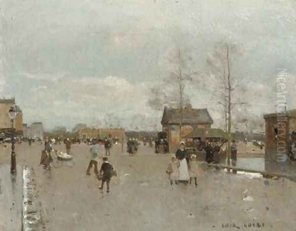 Une porte de Paris After the rain Oil Painting by Luigi Loir