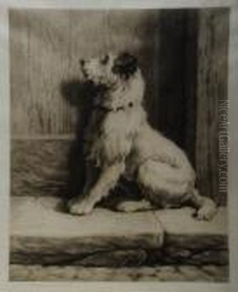 Rough Haired Jack Russell,seated Oil Painting by Herbert Thomas Dicksee