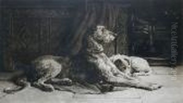 Patience, (deerhound) Oil Painting by Herbert Thomas Dicksee