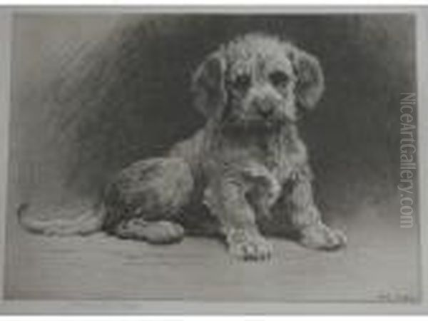 Dandie Pup Oil Painting by Herbert Thomas Dicksee