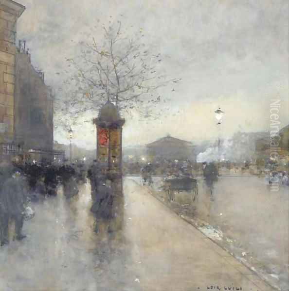 Scene de rue, Paris Oil Painting by Luigi Loir