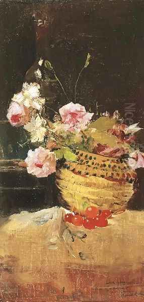 Still life with flowers Oil Painting by Luigi Loir