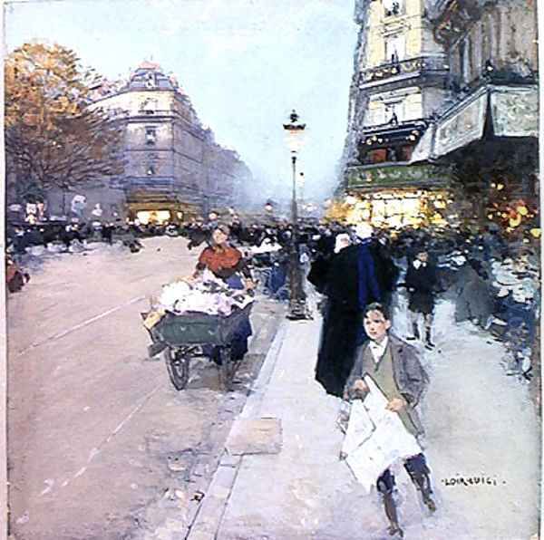 Urban Landscape Oil Painting by Luigi Loir