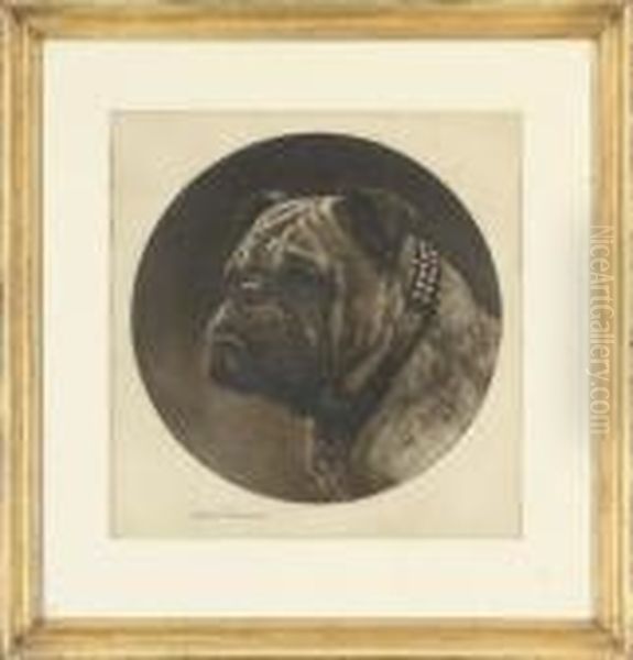 Bulldog Oil Painting by Herbert Thomas Dicksee