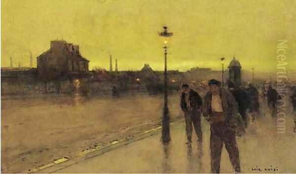 Les flaneurs au crepuscule Oil Painting by Luigi Loir