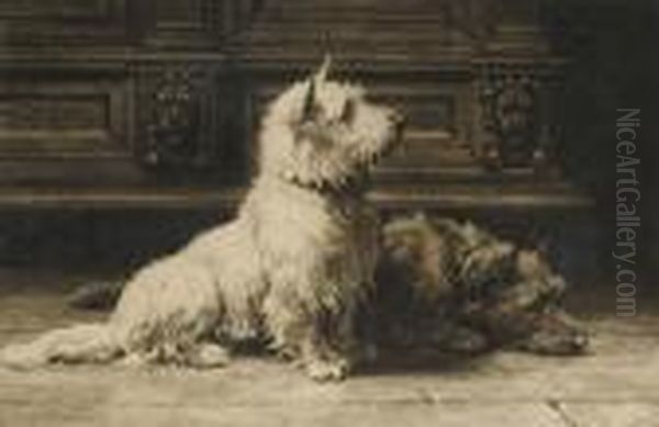 A Study Of Twoterriers Published By Frost & Reed 1926 Oil Painting by Herbert Thomas Dicksee