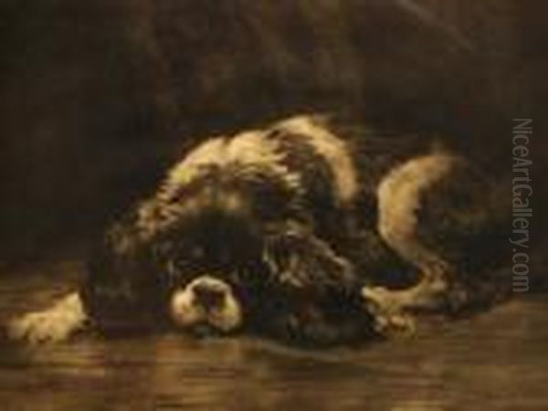 Hard Times - Study Of A Cavalier King Charles Oil Painting by Herbert Thomas Dicksee