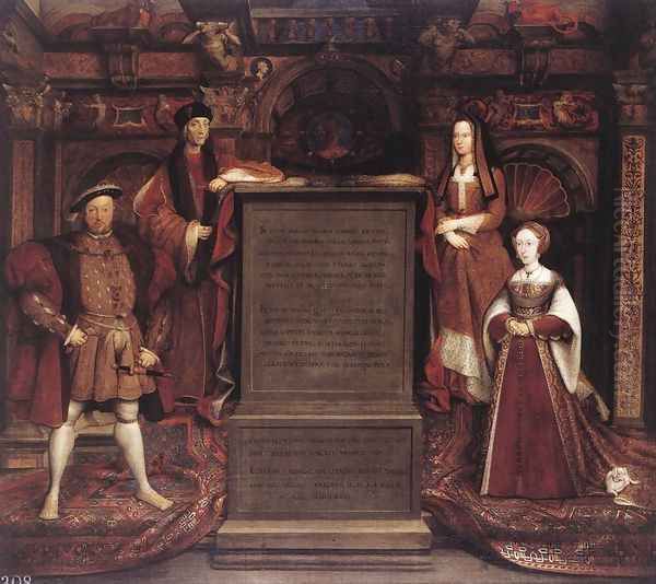 Henry VII, Elizabeth of York, Henry VIII, and Jane Seymour 1667 Oil Painting by Remigius Van Leemput