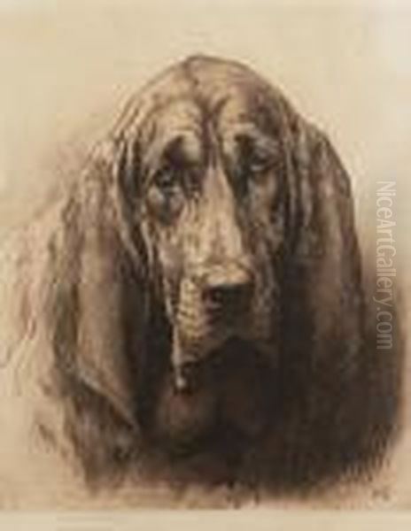 Blood Hound Oil Painting by Herbert Thomas Dicksee