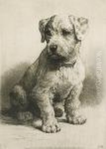 Portrait Of A Terrier Oil Painting by Herbert Thomas Dicksee