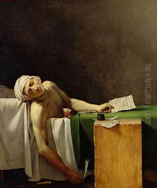 The Death of Marat after the original by Jacques Louis David Oil Painting by Jerome Martin Langlois