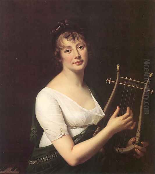 Woman with a Lyre 1808 Oil Painting by Robert-Jacques-Francois-Faust Lefevre