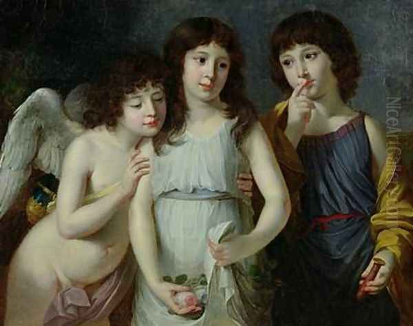 The Three Children of Monsieur Langlois Oil Painting by Robert-Jacques-Francois-Faust Lefevre