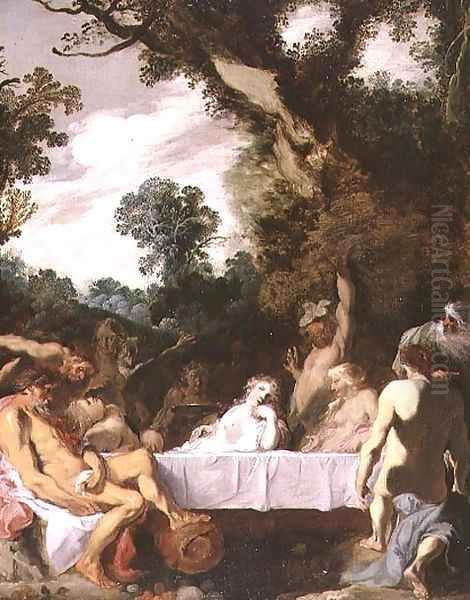 A Bacchanalian Feast 1617 Oil Painting by Johann Liss