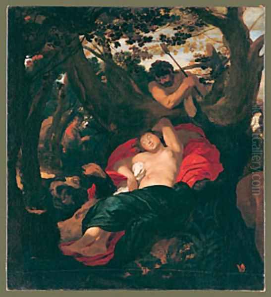 Nymph and Shepherd ca 1625 Oil Painting by Johann Liss