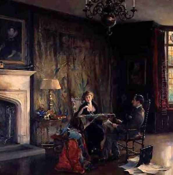 The Last Days at Chequers Lord and Lady Lee of Fareham at the Time of Their Leaving Chequers New Year 1921 Oil Painting by Philip Alexius De Laszlo