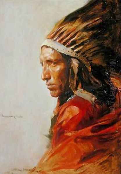 The Red Indian Oil Painting by Philip Alexius De Laszlo