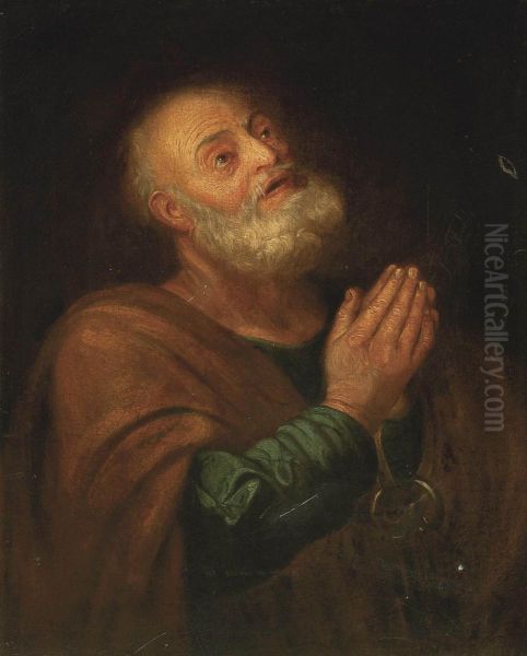 The Penitent Saint Peter Oil Painting by Christian Wilhelm Ernst Dietrich