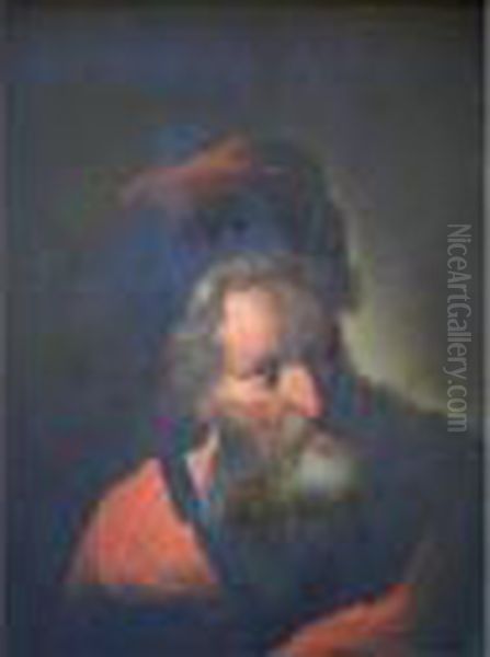 Portrait Of A Bearded Man In Cloak And Hat Oil Painting by Christian Wilhelm Ernst Dietrich