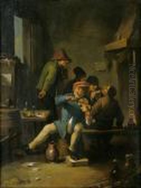 Frohliche Gesellschaft Mit Geigenspieler Oil Painting by Christian Wilhelm Ernst Dietrich