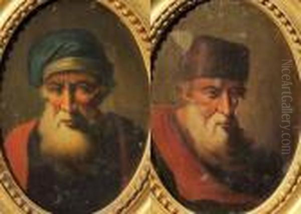 Portraits D'hommes Barbus Oil Painting by Christian Wilhelm Ernst Dietrich