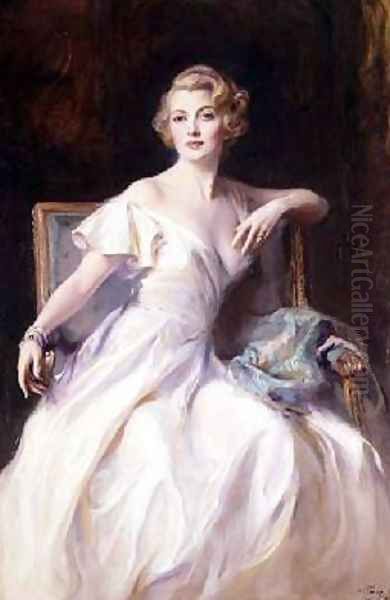 The White Dress a Portrait of Joan Clarkson Oil Painting by Philip Alexius De Laszlo