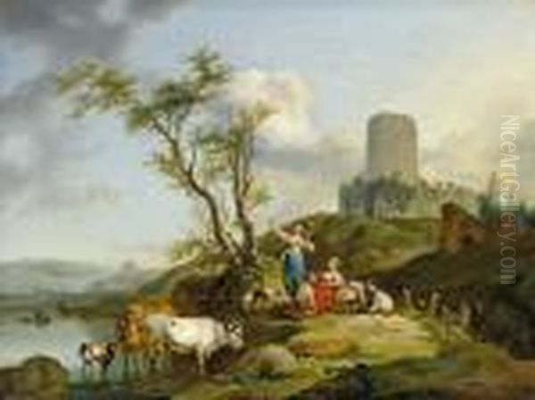 Ideallandschaft Mit Idyllischer Staffage Oil Painting by Christian Wilhelm Ernst Dietrich