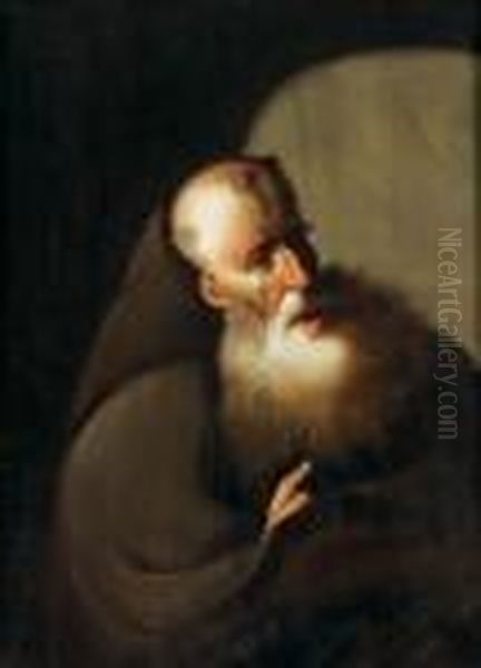 A Hermit Monk In Prayer Oil Painting by Christian Wilhelm Ernst Dietrich