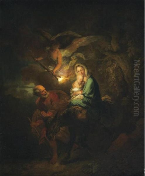 The Flight Into Egypt Oil Painting by Christian Wilhelm Ernst Dietrich