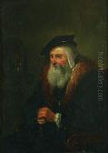 Sitzender Alter Mann. Oil Painting by Christian Wilhelm Ernst Dietrich