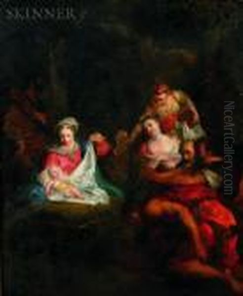 The Adoration Of The Magi Oil Painting by Christian Wilhelm Ernst Dietrich