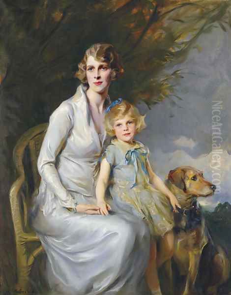 Mrs Paul Bridgeman and Miss Jeannine Bridgeman Oil Painting by Philip Alexius De Laszlo