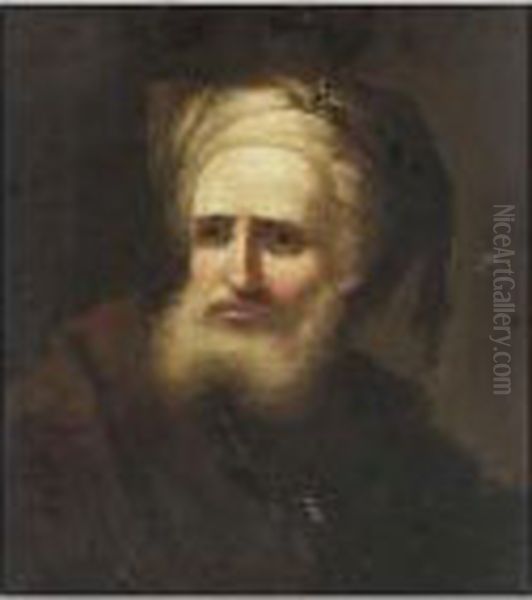 A Bearded Man, Bust Length, Wearing A Turban Oil Painting by Christian Wilhelm Ernst Dietrich