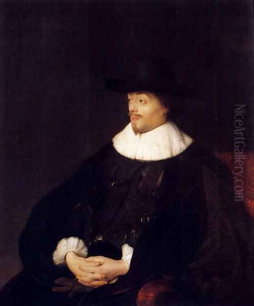 Portrait Of Constantijn Huygens Oil Painting by Jan Lievens