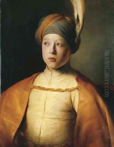 Portrait of a boy in Persian dress Oil Painting by Jan Lievens