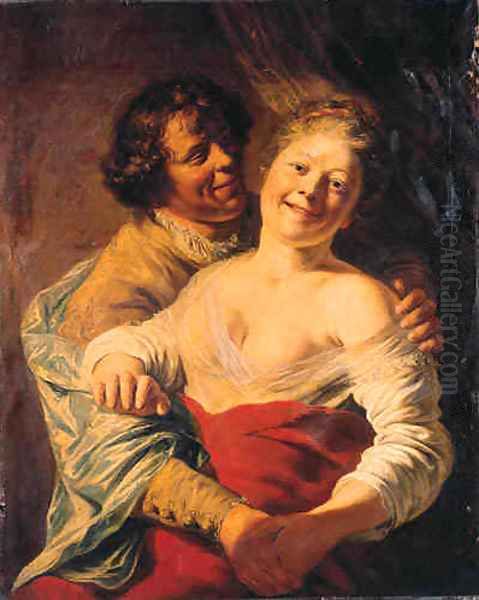 A youth embracing a young woman Oil Painting by Jan Lievens