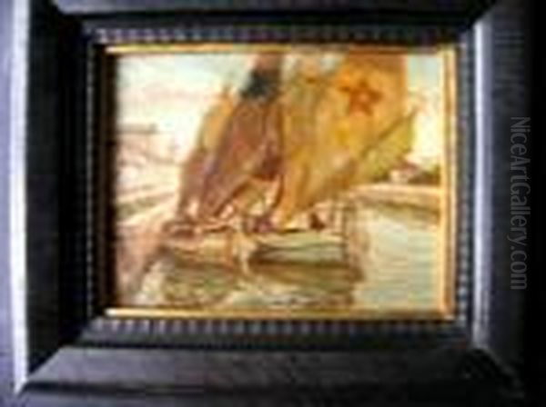 Venezianische Fischerboote In Ghioggia Oil Painting by Ludwig Dill