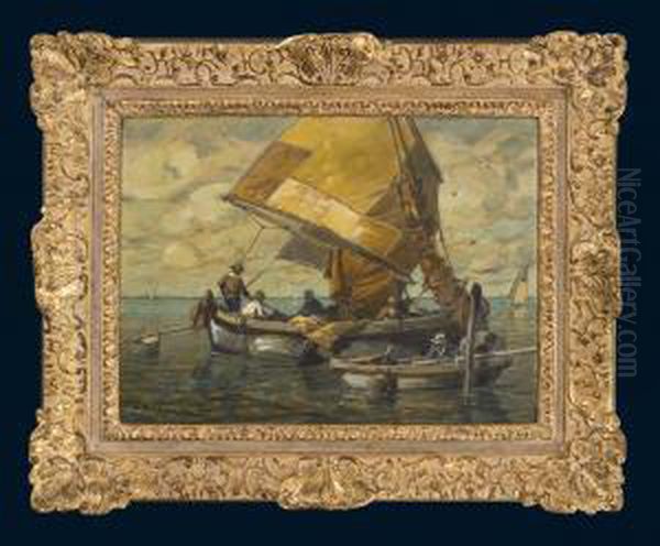 Fischerboote Oil Painting by Ludwig Dill