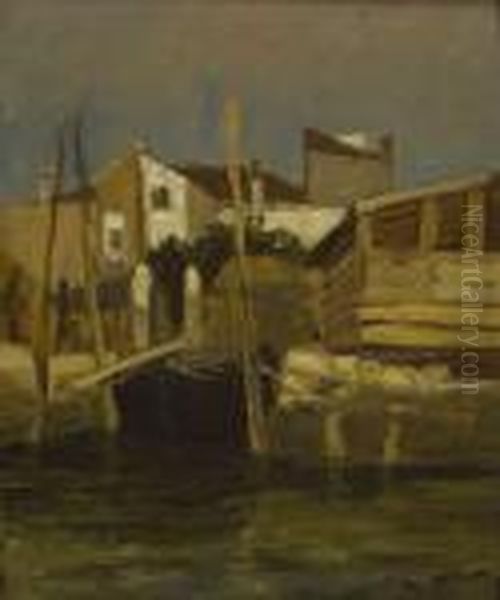 Im Hafen Von Sottomarina/chioggia. Oil Painting by Ludwig Dill