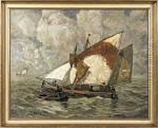 Venez. Fischerboot-heimfahrt In Den Hafen Oil Painting by Ludwig Dill