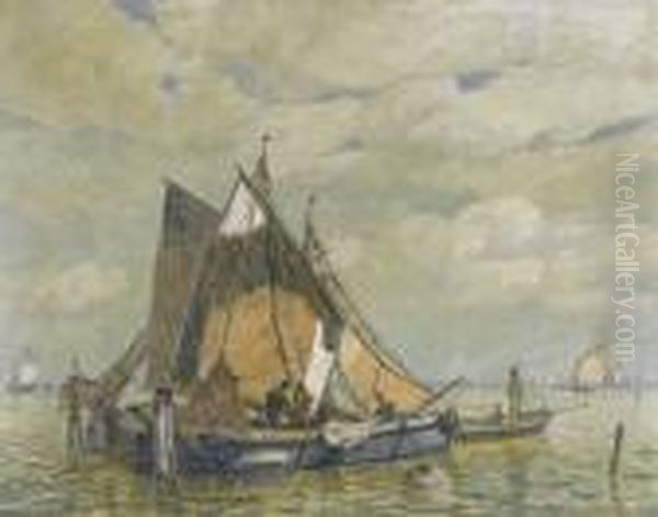 Fischerboote Auf Offenem Meer Oil Painting by Ludwig Dill